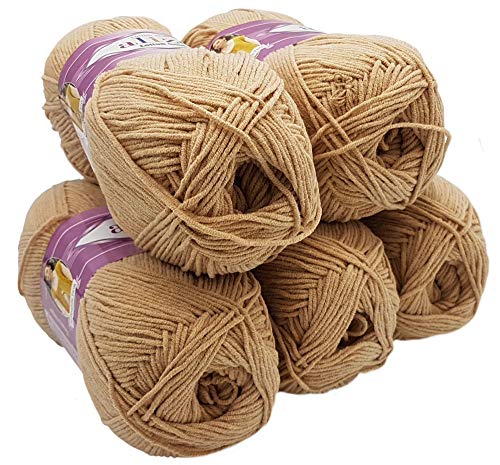 Alize Cotton gold 5 x 100g Strickwolle 55% Baumwolle, 500 Gramm Wolle einfarbig (beige 262) von Alize