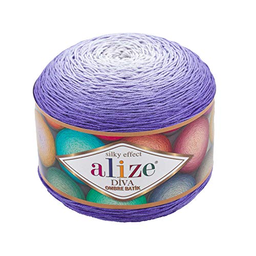 Alize Diva Ombre Batik Seidiger Effekt 100% Mikrofaser Acryl Garn Garn Häkelkunst Spitze Handwerk 1 Knäuel 250 g 957 Yds Handstrickgarn (7378) von Alize