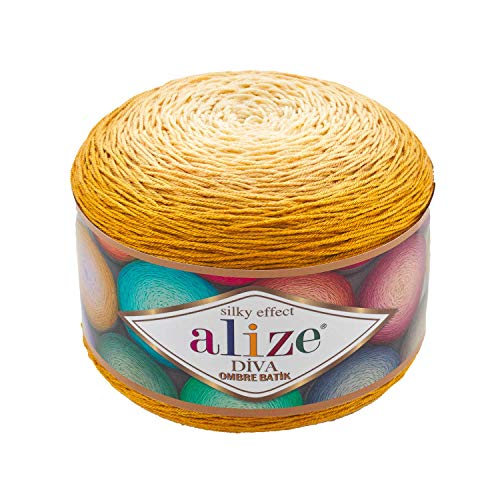 Alize Diva Ombre Batik Seidiger Effekt 100% Mikrofaser Acryl Garn Häkelkunst Spitze Handwerk 1 Skn 250 g 957 Yds Handstrickgarn (7358) von Alize