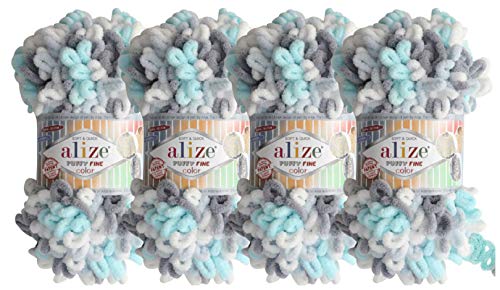 Alize Puffy 5939 Babydecke, feine Farbe, kleine Schlaufe, 100 % Mikropolyester, weiches Garn, 4 Stück, 400 g von alize