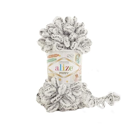 Alize Puffy Baby Deckengarn, 5 Knäuel, 500 g, 45 m, 100 % Micropolyester, weiches Garn, Babydecke, Garn, Handstrickgarn, Super Chunky Bulky Woven Worested Yarn (686) von Alize