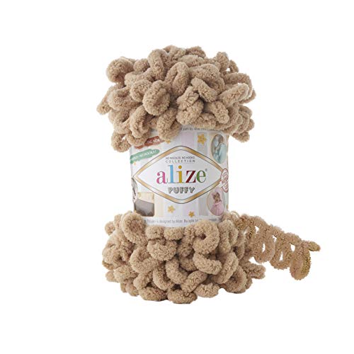 Alize Puffy Baby Deckengarn, 5 Knäuel, 500 g, 50 m, 100 % Micropolyester, weiches Garn, Babydecke, Garn, Handstrickgarn, Super Chunky Bulky Woven Worested Yarn (262) von alize