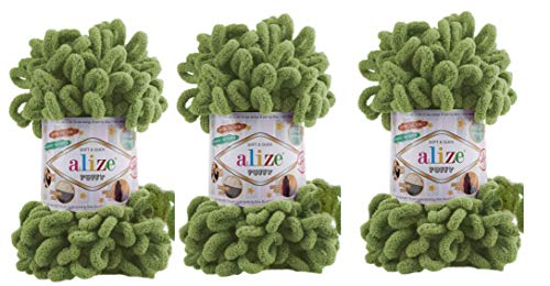 Alize Puffy Babydecke, Garn, 3 Knäuel, 300 g, 100 % Micropolyester, weiches Garn, Handstrickgarn, sehr grob, gewebt, gewebt, gewebtes Garn (485) von Alize Show