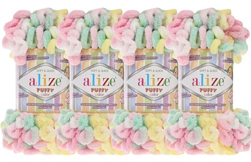 Alize Puffy Color Babydeckengarn, 400 g, 100 % Mikropolyester, weiches Garn, Handstrickgarn (5862) von alize