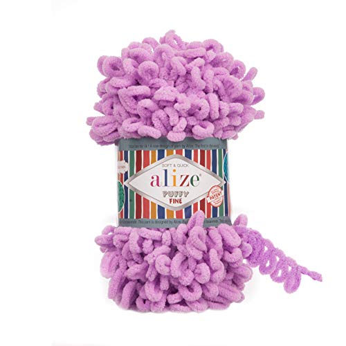 Alize Puffy Feines Garn für Babydecke, 5 Knäuel, 500 g, 50 m, 100 % Micropolyester, weiches Garn, Babydecke, Handstrickgarn, Super Chunky Bulky Woven Worested Yarn (378) von Alize