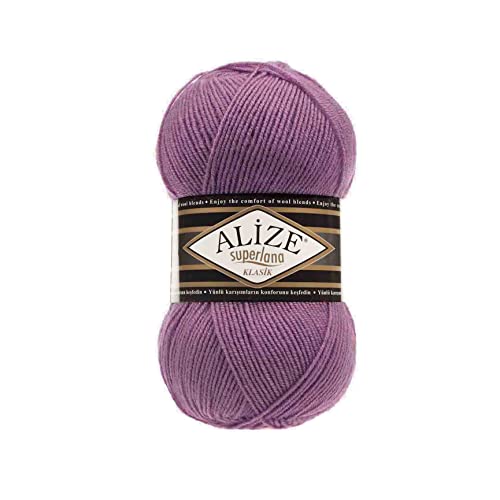 Alize SuperLana Classic 25% Wolle, 75% Acryl, je Knäuel 100 g, 280 m, Lot von 4 Knäueln - 440 Dark Rose von Alize