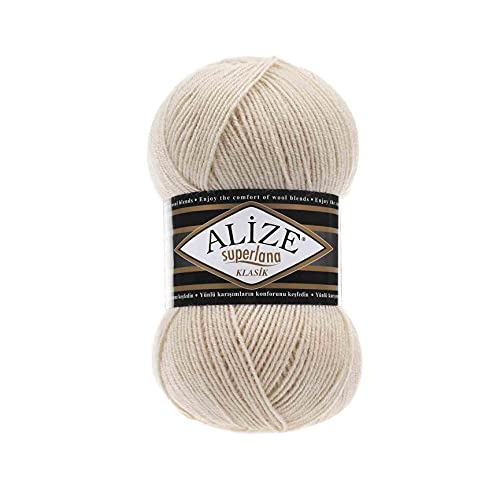 Alize SuperLana Classic 25% Wolle, 75% Acryl, je Knäuel 100 g, 280 m, 4 Knäuel - 310 Honig von Alize