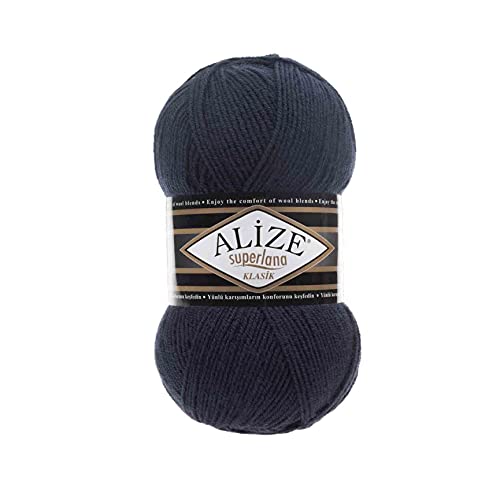 Alize SuperLana Classic 25% Wolle, 75% Acryl, je Knäuel 100 g, 280 m, 4 Knäuel, 58 marineblau von Alize