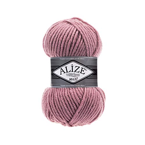 Alize SuperLana Maxi 25% Wolle 75% Acryl je Knäuel 100 g 100 m, 4 Stück Knäuel - 204 pink von Alize