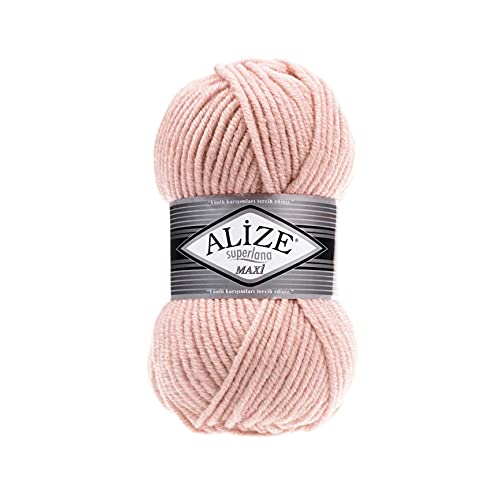 Alize SuperLana Maxi 25% Wolle, 75% Acryl, je Knäuel 100g 100m, Lot von 4 Knäueln - 523 Crystal Pink von Alize