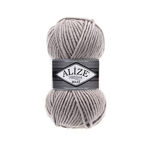 Alize SuperLana Maxi 25% Wolle 75% Acryl je Knäuel 100g 100m Lot 4 Stränge - 652 Smoky von alize