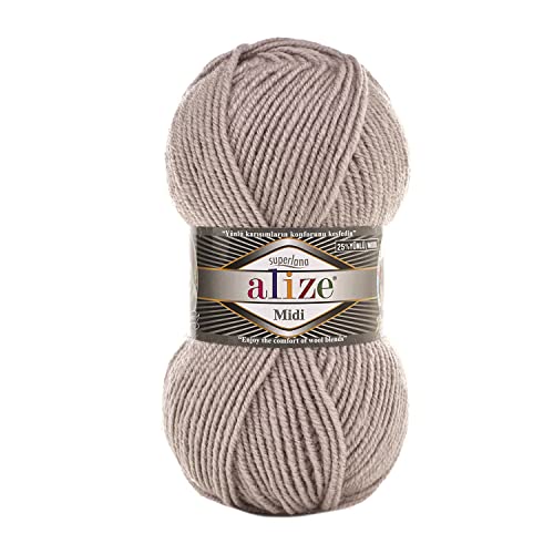 Alize SuperLana Midi 25% Wolle 75% Acryl je Knäuel 100g 170m, 4 Sträuel - 652 Smoky von alize