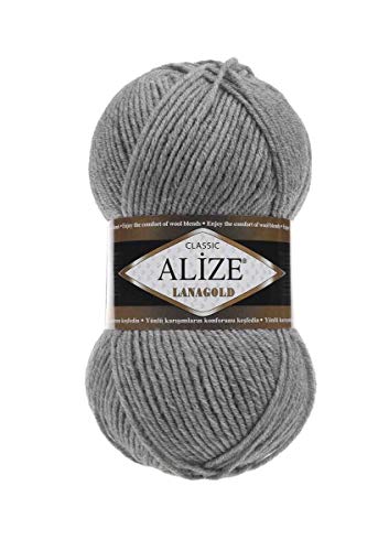 Alize Wolle Lanagold 5 x 100g Strickwolle mit 49% Wolle 500 Gramm Wolle einfarbig türkische Wolle (21) von Alize