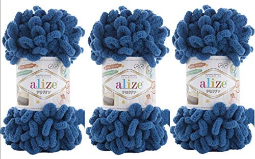 Loop Yarn Alize Puffy Baby Decke Garn Lot of 3skn 300gr 27 Yds 100% Micropolyester Soft Yarn Hand Knitting Yarn Super Chunky Bulky Woven Worested Yarn (646) von Alize