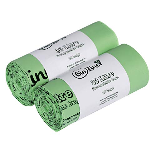 All-Green Kompostierbare Mülltonnen-Beutel, inkl. Anleitung zum richtigen kompostieren (auf Englisch), 30 l, 50 Stück, Grün von All-Green