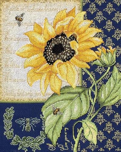 Kreuzstich-Set, Motiv: Sonnenblume, Melodie Letistitch LETI 998, Größe: 22 x 18 cm, Blumenstickerei, Bastelset von AllAboutEmbroideryUA