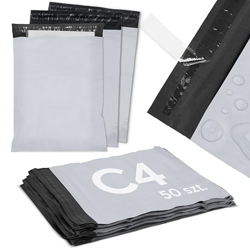 50 Versandbeutel Plastik Versandtaschen a4 b4 c4 versandtaschen warensendung selbstklebend und blickdicht Versandtüten aus Plastik (C4 240x325mm) von AllBags