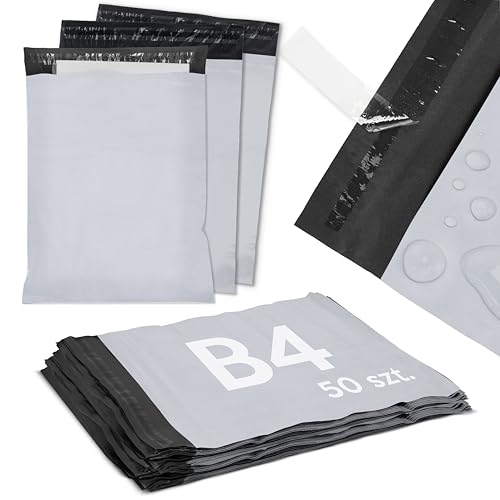 50 Versandbeutel Plastik Versandtaschen selbstklebend und blickdicht Versandtüten aus Plastik (B4 260x360mm) von AllBags