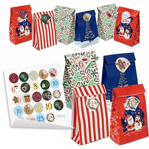 Adventskalender 2023, Allbags Adventskalender zum befüllen groß, Geschenk Papiertueten Zum Selber Befüllen Basteln Advents Tüten, Adventskalender 2023 Kinder selberfüllen (KALENDER2) von AllBags