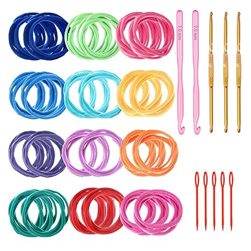 Allazone 394 Stück Webstuhl Knitting Loom Set Loom Topflappen Schlaufen Strickring Rahmen mit Elastische Seil Kinder DIY Basteln Werkzeug, 12 Farben Topflappenschlaufen mit Häkelnadel von Allazone