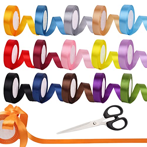 Allazone Glitzer Metallic Bänder, 22 Meters jede Rolle Geschenkband für Geschenke Verpackung Dekorationen (15 Colors, 0.79 Inch Wide)) von Allazone