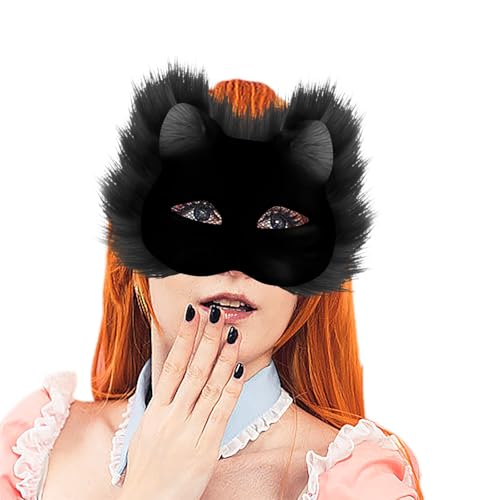 Allbestop 1 Set Leere Katzenmasken Diy Blank Gesicht Maske KostüM Für Maskerade Mit Filzstoff Eye Mesh Falsche Wolle Therian Gear Japanische Fuchsmasken Für Halloween Maskerade-Party von Allbestop