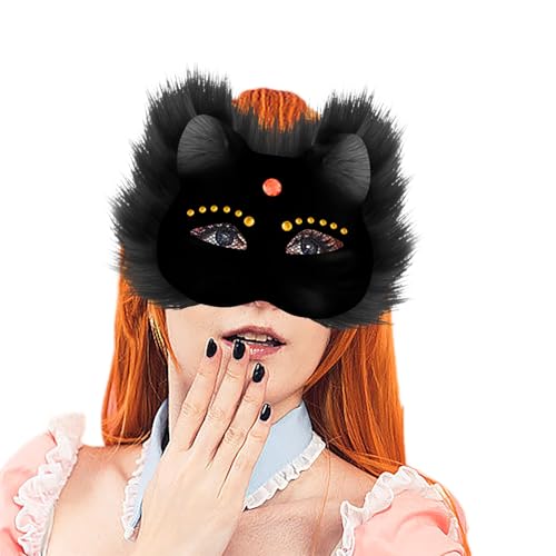 Allbestop 1 Set Leere Katzenmasken Diy Blank Gesicht Maske KostüM Für Maskerade Mit Filzstoff Eye Mesh Falsche Wolle Therian Masken-Bastelset Japanische Fuchsmasken Für Halloween Maskerade-Party von Allbestop