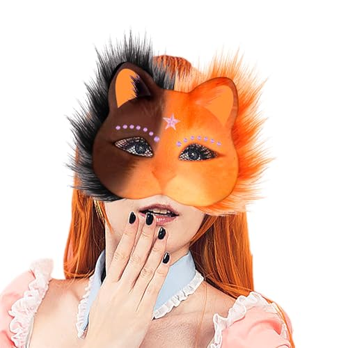 Allbestop 1 Set Leere Katzenmasken Funny Diy Pelry Maske Mit Filzstoff Augennetz Falsche Wolle Therian Maske Fuchs Maske Für Maskeraden Bastelkurse Partys Karneval Aufführungen von Allbestop