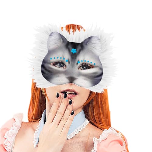 Allbestop 6 Stück Katzenmaske Mit Augen Mesh Pelz Bart Diy Set Maskenset Mit Filzstoff Eye Mesh Falsche Wolle Therian Masken-Bastelset Cat Mask Für Halloween Karneval Maskerade Party Cosplay von Allbestop