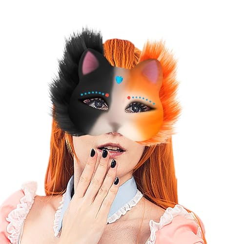 Allbestop 6 Stück Therian Mask Tier Katze Maske Diy Set Mit Filzstoff Eye Mesh Falsche Wolle Therian Masken-Bastelset Krampus Maske Erwachsene Für Halloween Maskerade-Party von Allbestop