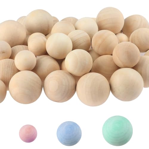 Alleshelfer 300 Stück 10/12/15mm Holz Bastelkugeln, Runde Holzperlen Holzkugeln ohne bohrung Unvollendete Bastelkugeln Wooden Loose Beads zum Basteln und Bemalen DIY-Projekte Kunst Bastelbedarf von Alleshelfer