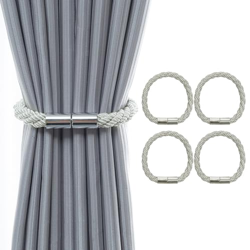 Vorhang Raffhalter 4 Stück Magnete Vorhänge Curtain Rope Buckle Gardinenhalter Vorhang Halter Gardinen Halterung Geflochtene Window Curtain Raffhalter Dekorative Vorhänge Holdback für Wohnzimmer von Alleshelfer