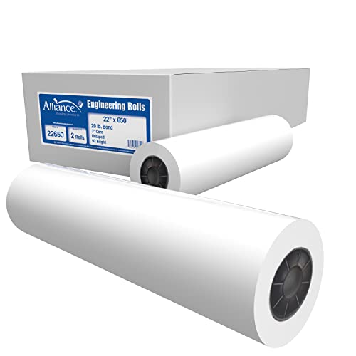 Alliance Breitformat-Papierrollen Bond Engineering (9 kg, 2 Rollen, 56 cm x 180 m, 7,6 cm Kern) von Alliance