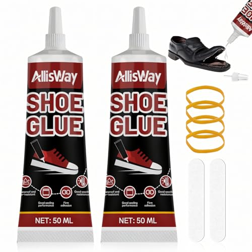 Allisway Schuhkleber Extra Stark Wasserfest, 50ml*2 Kleber Schuhsohle, Shoe Glue für Schuhsohlen Reparatur, Geeignet für Die Reparatur Von Rissigen und Abgenutzten Sportschuhe Stiefeln Freizeitschuhen von AllisWay