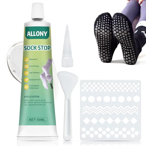 Allony Sock Stop Anti Rutsch, Socken Stopp, Sock Stop Creme, Sockenstopper Flüssig, Antirutsch für Socken, Sockenstopper für Wollsocken, 50ml von Allony