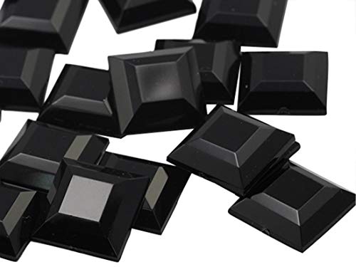 12mm Jet Black .JT Flat Back Square Acrylic Jewels Pro Grade - 40 Pieces by Allstarco von Allstarco