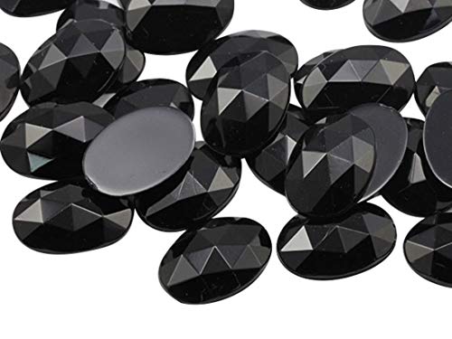 14 x 10 mm Jet Schwarz. JT Oval Flache Rückseite Acryl Jewels hochwertigem Pro Grade – 45 Stück von Allstarco