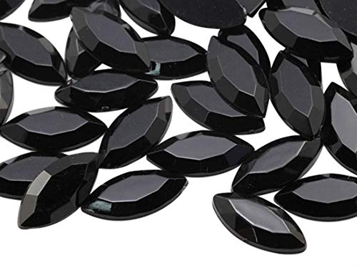 15x7 Jet Black H101 Flat Back Navette Acrylic Jewels Pro Grade - 40 Pieces by KraftGenius von Allstarco