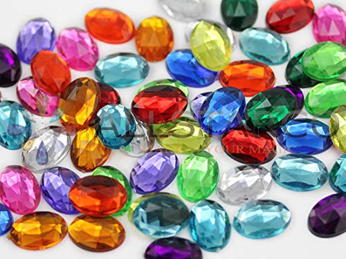 25X18mm Assorted Colors Flat Back Acrylic Oval Jewels Pro Grade - 72 Pieces by KraftGenius von Allstarco