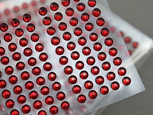 4mm SS16 Rot Selbstklebende Acryl-Strasssteine Plastik Gesicht Edelsteine Aufklebbar Körperjuwelen Für DIY Karten und Einladungen Bastelarbeiten Bling Sticker - 5 Blätter - 500 Stück von Allstarco