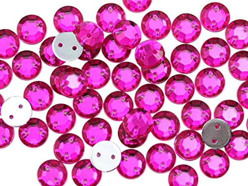 8 mm Sew on strass con due fori per cucito su tessuti. Pro grade. Senza piombo. – 75 pezzi Fuchsia H108 von Allstarco