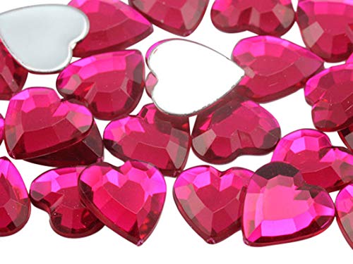 Allstarco 15 mm flache Rückseite Herz Acryl Strass Kunststoff Edelsteine Kunststoff Kostüm Schmuck Verzierungen – 40 Stück (Pink Fuchsia .MAR09) von Allstarco