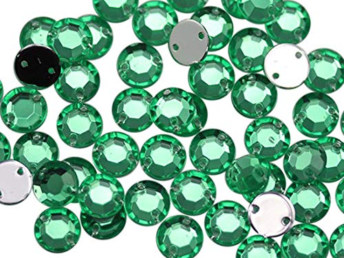 Allstarco 8mm Flache Rückseite Aufnähbare Strassperlen für Bastelarbeiten Plastik Acryl Runde Edelsteine mit Löchern zum Nähen, Kleidung Verzieren, Kostüme Cosplays Grün Peridot H110 - 75 Stück von Allstarco