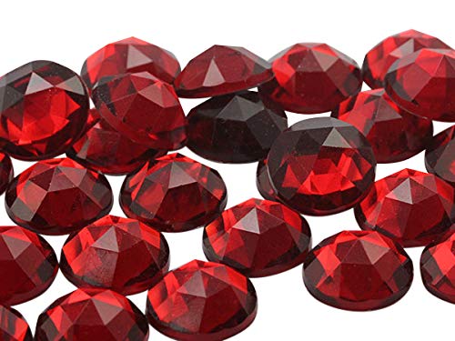 Allstarco Acryl-Strasssteine, 13 mm, flache Rückseite, rund, Kunststoff, für Schmuckherstellung, Kostümschmuck, Verzierungen – 50 Stück Red Ruby .TM von Allstarco