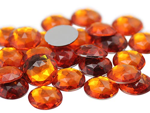 Allstarco Acryl-Strasssteine mit flacher Rückseite, rund, 15 mm, für Schmuckherstellung, Kostüm, Schmuck, Cosplay, Verzierungen, Orange Hyazinthe .HC) von Allstarco