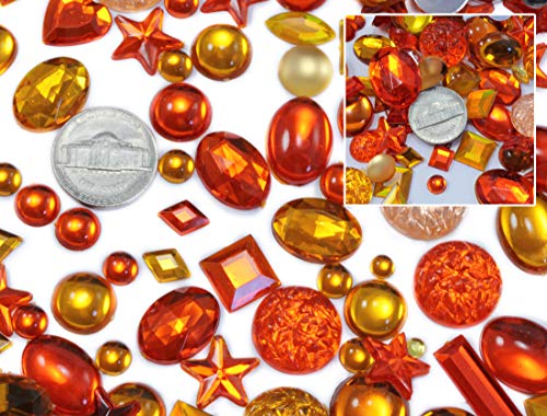 Allstarco Orange Bastelsteine in Großpackung, Hyazinthe, Topas Acryl Flatback-Strasssteine, Verschiedene Größen & Formen, Cosplay-Verzierungen, Schmucksteine Für Schmuck - Große Packung (6.4oz) von Allstarco