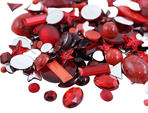 Allstarco Rote Bastelsteine in Großpackung, Rubin Acryl Flatback-Strasssteine, Verschiedene Größen & Formen, Cosplay-Verzierungen, Schmucksteine Für Schmuck - Kleine Packung (3.2oz) von Allstarco