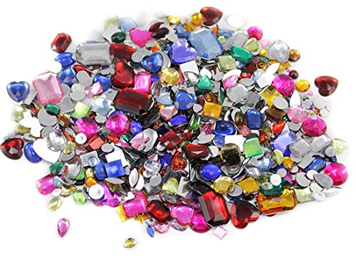 Allstarco Sortierte Bastelsteine in Großpackung, Gemischte Acryl Flatback-Strasssteine, Verschiedene Größen & Formen, Cosplay-Verzierungen, Schmucksteine Für Schmuck - Große Packung (6.4oz) von Allstarco