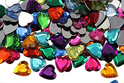 KraftGenius Allstarco 15 mm Flache Rückseite Herz Acryl Strasssteine Kunststoff Edelsteine Kostümschmuck Verzierungen - 40 Stück von Allstarco