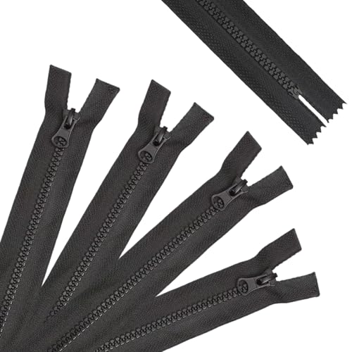 4 Stück Alluring Reißverschluss Kunststoff, 40 cm Endlos Reissverschluss mit 4 Zipper, 5 mm Jacke Reißverschlüsse für Nähen Mäntel Jacke Kleidung Tasche Gepäck Bettzug Schwarz(2-4 PCS Black Zipper) von Alluring